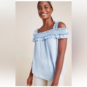 By Anthropologie ruffle blouse like new size small